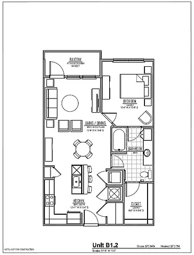 Floor plan 1 Bedroom B1-2