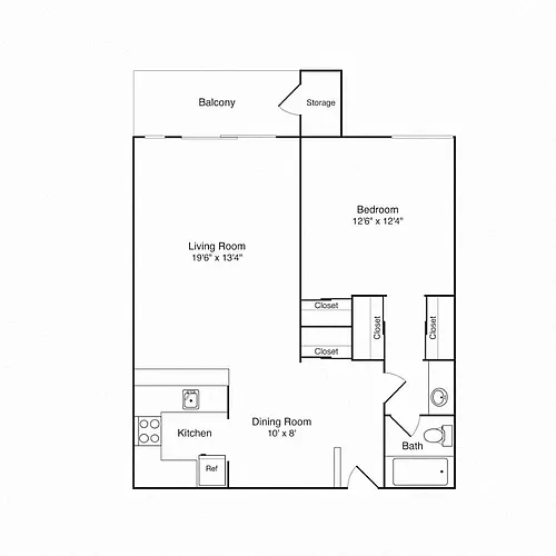 Floor plan 1x1 Renovated