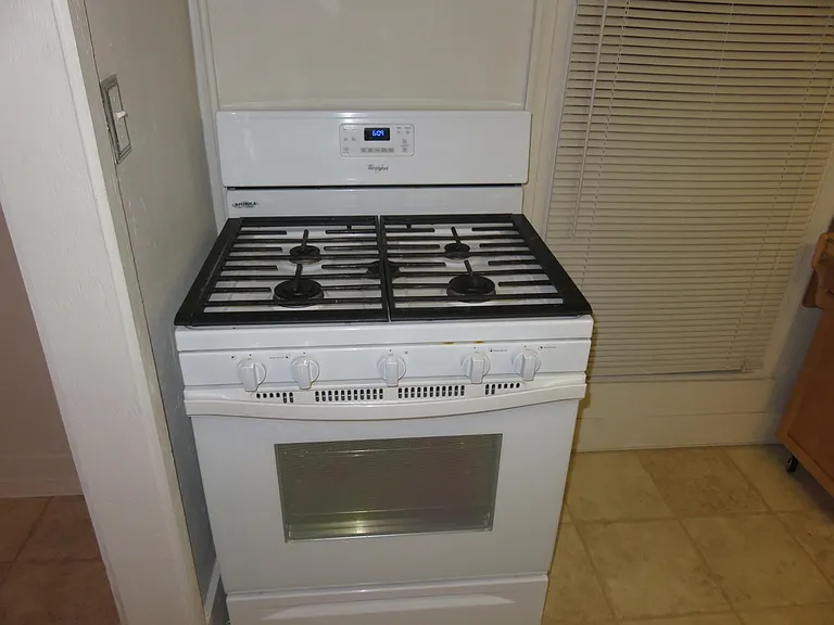 Gas stove in kitchen.