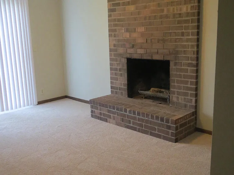 Lower level ornamental fireplace