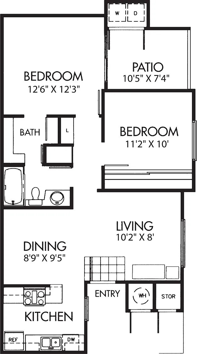 Floor plan Two Bed One Bath