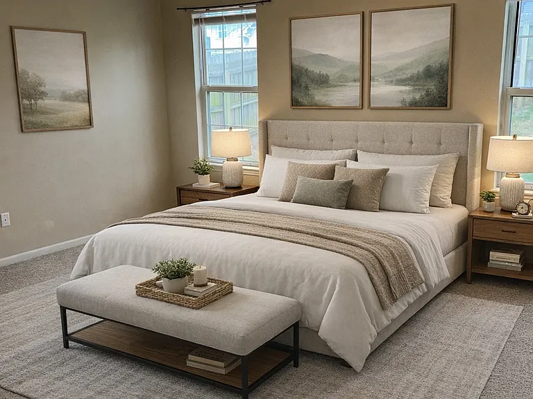 Virtually Staged Master Bedroom