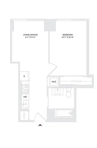 Floor plan 1 Bed 1 Bath B