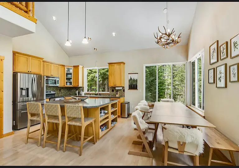 large kitchen with dining area