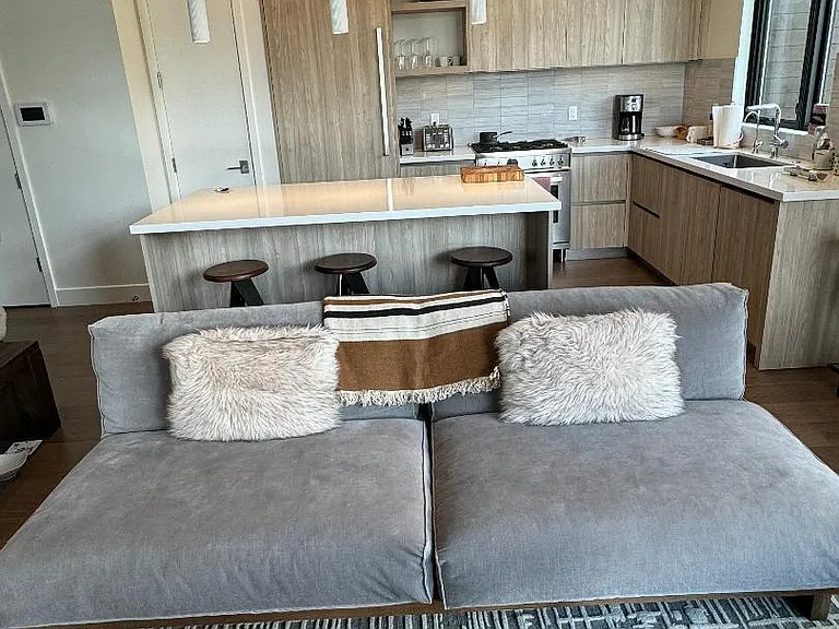 Super comfy 8 foot sled sofa from RH gallery in velvet fabric