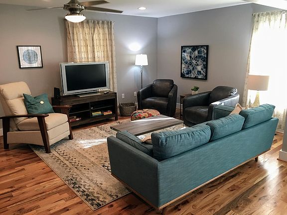 View from kitchen into family room