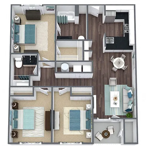 Floor plan C1: 3 Bed 2 Bath