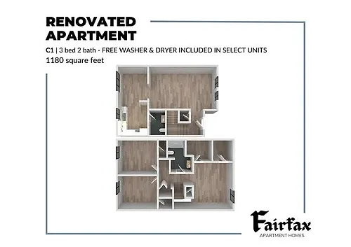 Floor plan 3 Bed, 2 Bath TH C1