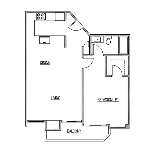 Floor plan 1 Bed 1 Bath