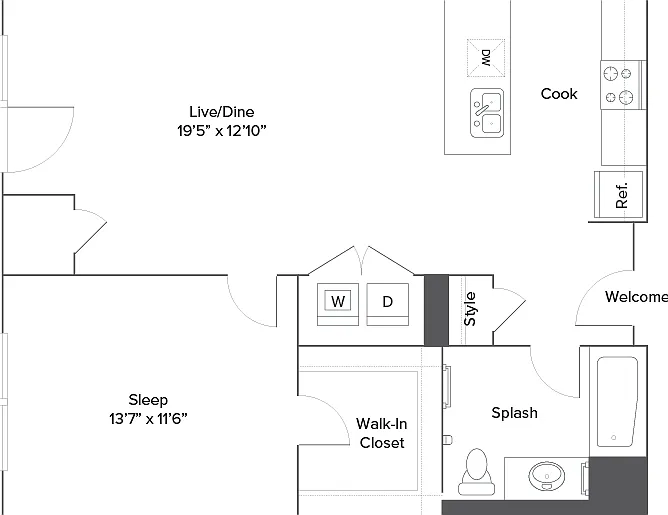 A3 1-Bedroom Floorplan A3 1-Bedroom Floorplan