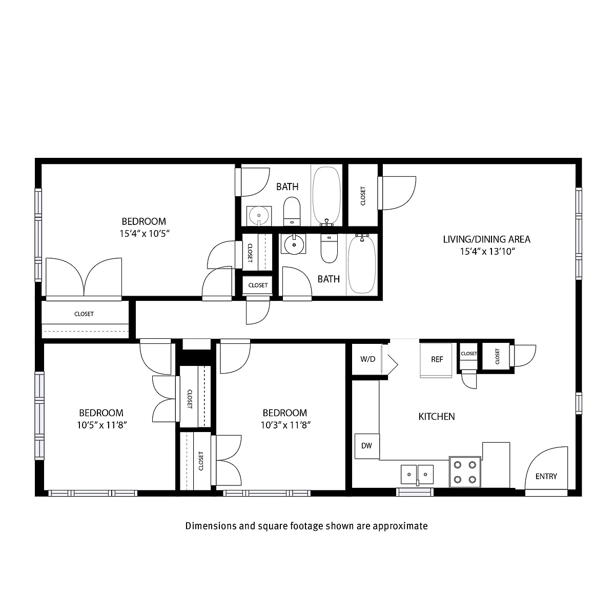 Floor plan Asbury Heights 3 Bed and 2 Bath