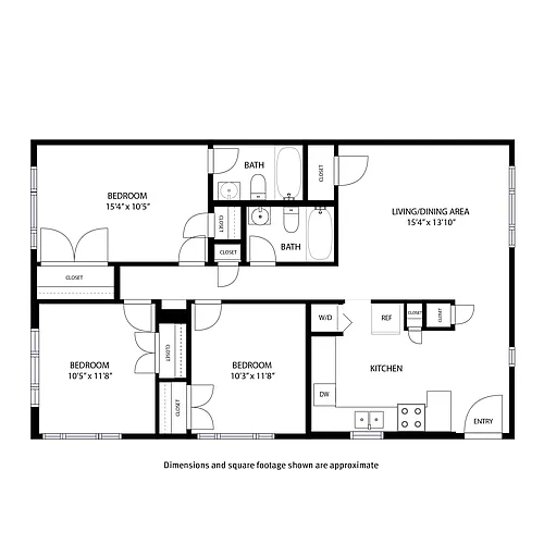 Floor plan Asbury Heights 3 Bed and 2 Bath