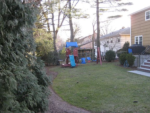 Backyard with swing set