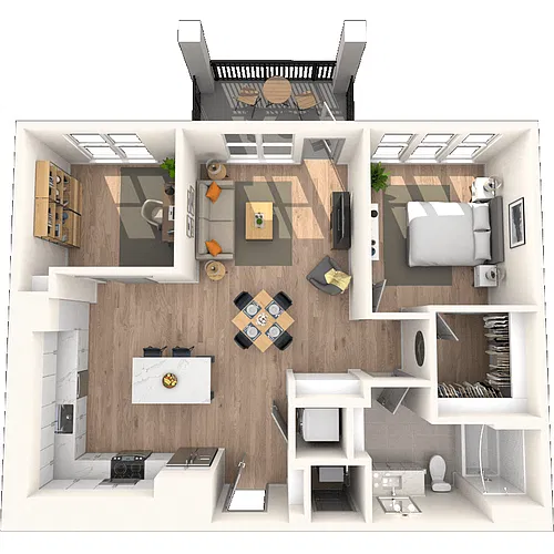 Floor plan A6 1x1 962 SF-FP