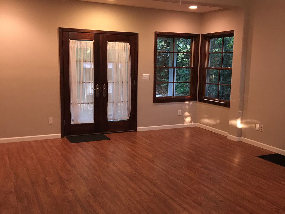 Living room and kitchen all one. 
High ceilings.