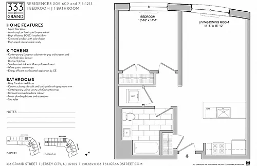 Floor plan 333 GRAND - 1 BEDROOM FLOOR PLAN AF