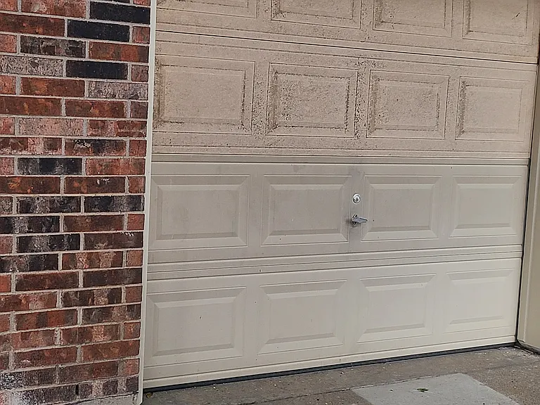 One car garage, washer dryer hookups in garage