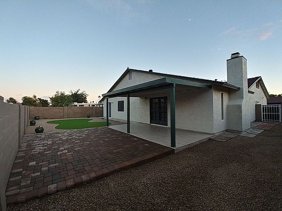 Backyard with artificial turf
