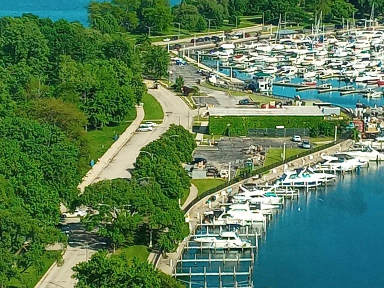 Belmont Harbor view from the unit (almost) floor to ceiling windows