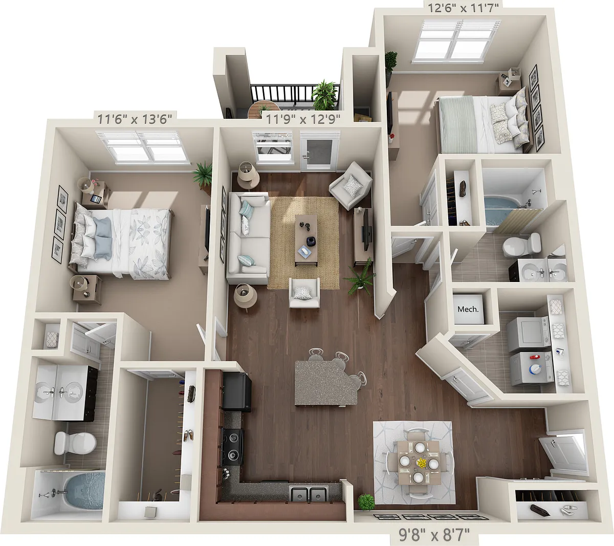 Floor plan 2X2-1130