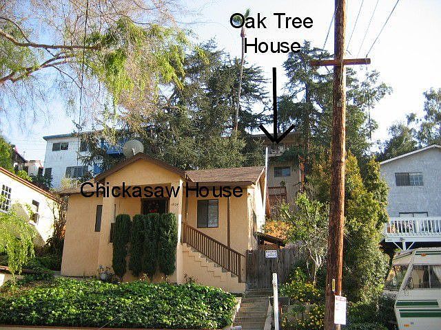 Chickasaw (smaller house) looking up toward Oak Tree