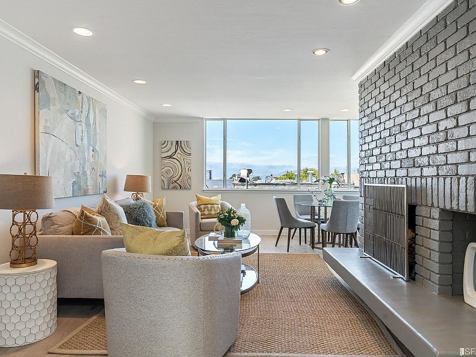 Upper level living room and dining area.
