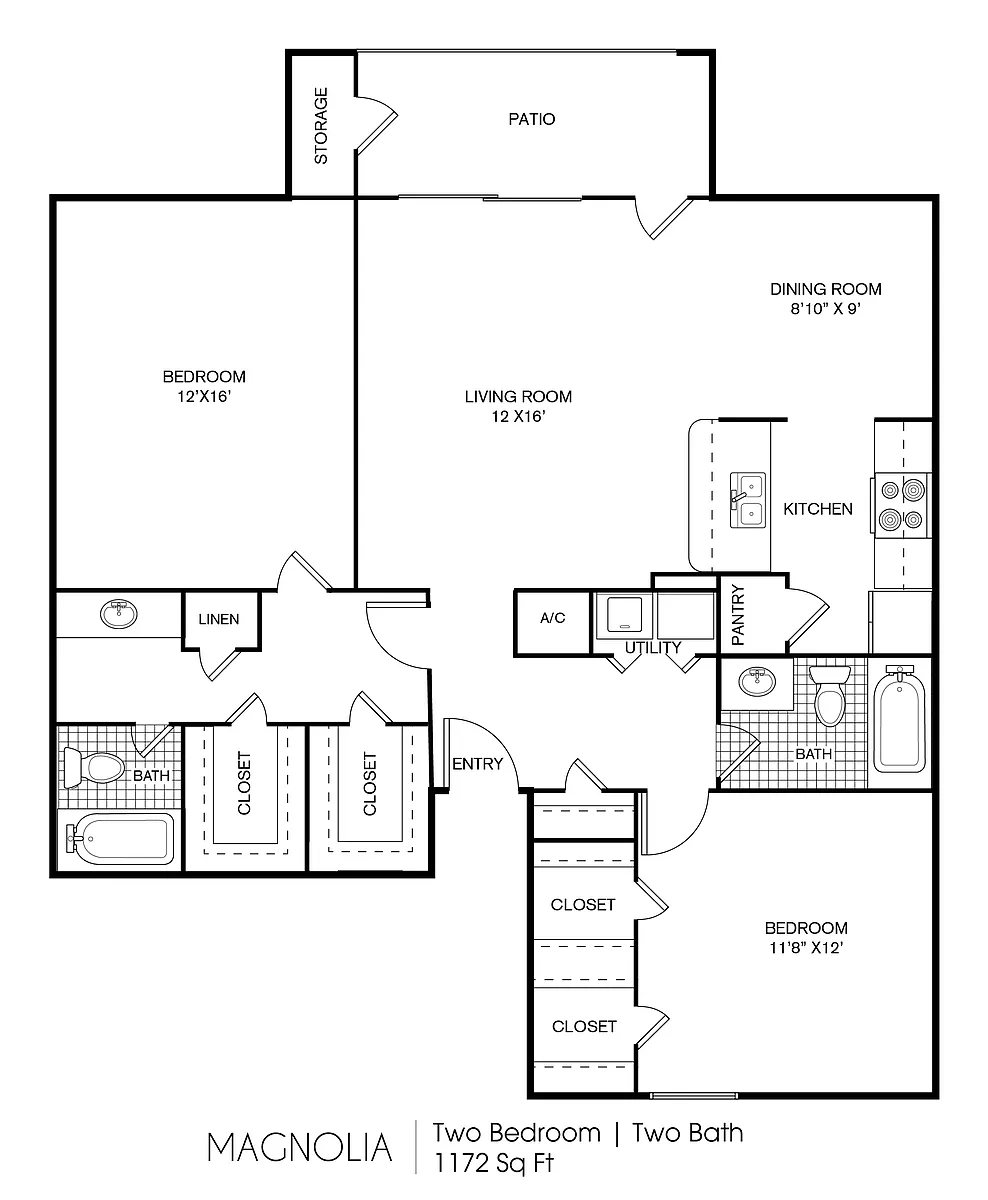 Floor plan 2 bedroom 2 bathroom