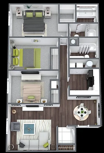 Floor plan 3 Bedroom 2 Bathroom WC
