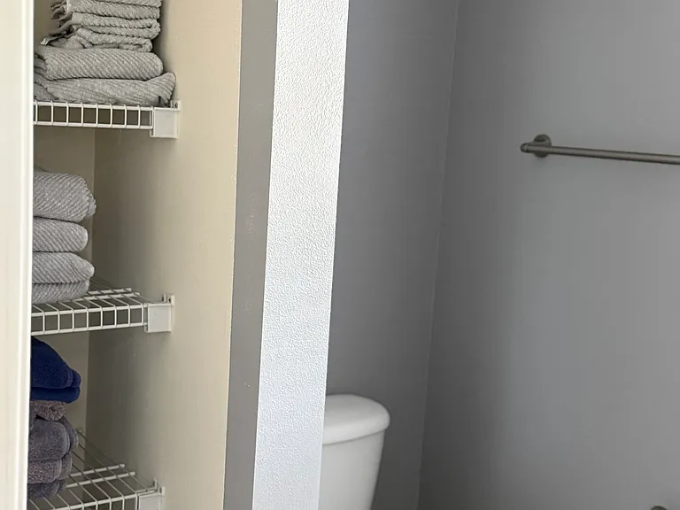 Second Full Bath with dual sinks and pocket door to seperate room with shower and toilet