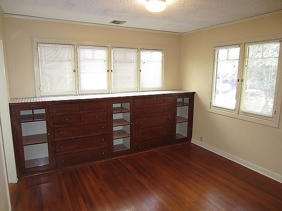 Original restored built-in cabinets in the living room.