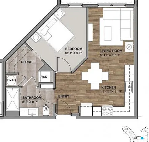One Bedroom - Unit F One Bedroom - Unit F