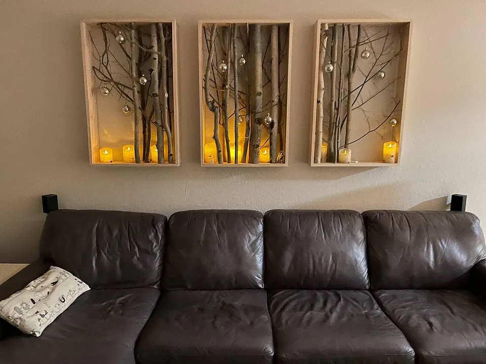 Custom handmade art displayed throughout the condo.
