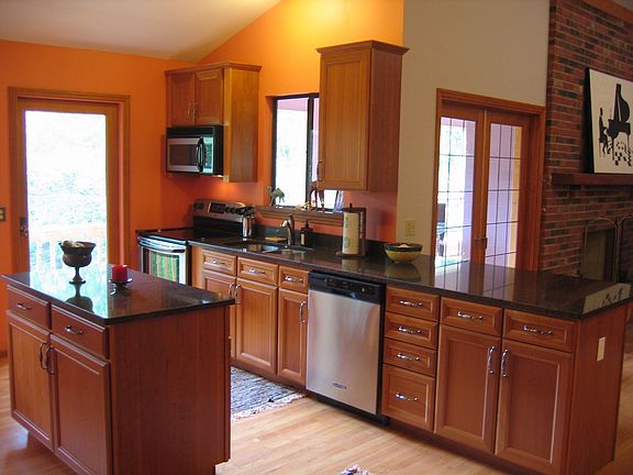 Kitchen with stone counters