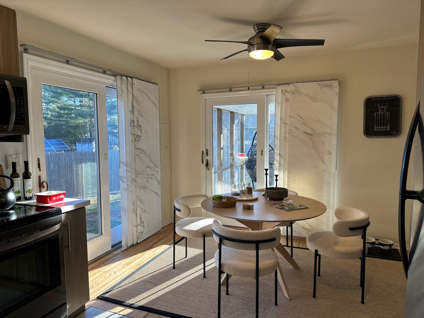  Dining room open into screened outside porch and fenced yard with glass sliding doors