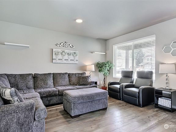 View of the living room from entry.>