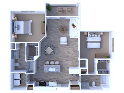 Floor plan B3 Laurel - 2 Bedroom, 2 Bathroom