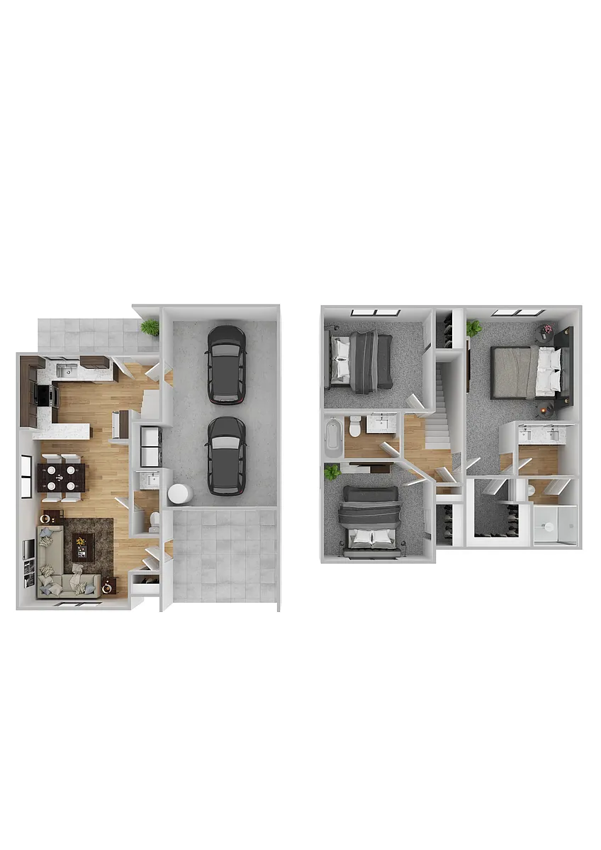 Floor plan Three Bed Two Half Bath Townhouse