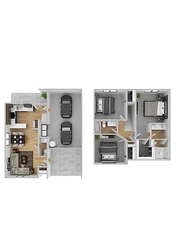 Floor plan Three Bed Two Half Bath Townhouse