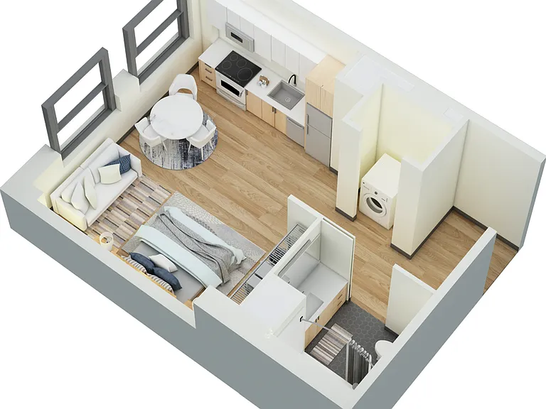 Studio, 1 Bath- D Studio, 1 Bath- D