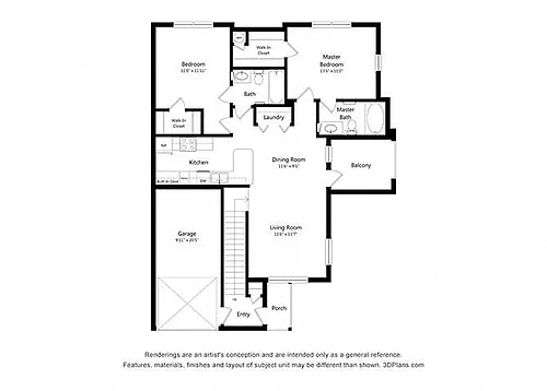 Floor plan Two Bedroom (B3)