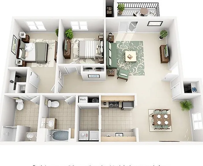 2 Bedroom | 2 Bath | 1195 SF 2 Bedroom | 2 Bath | 1195 SF