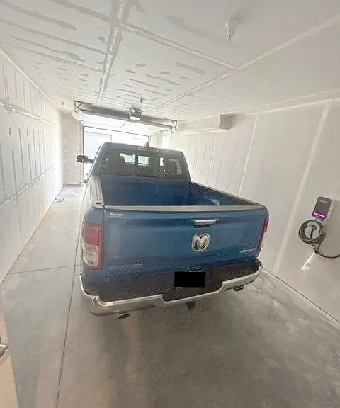 Large garages can accommodate full size pickups with plenty of space to walk around