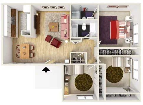 Floor plan 3 BR, 2 BA