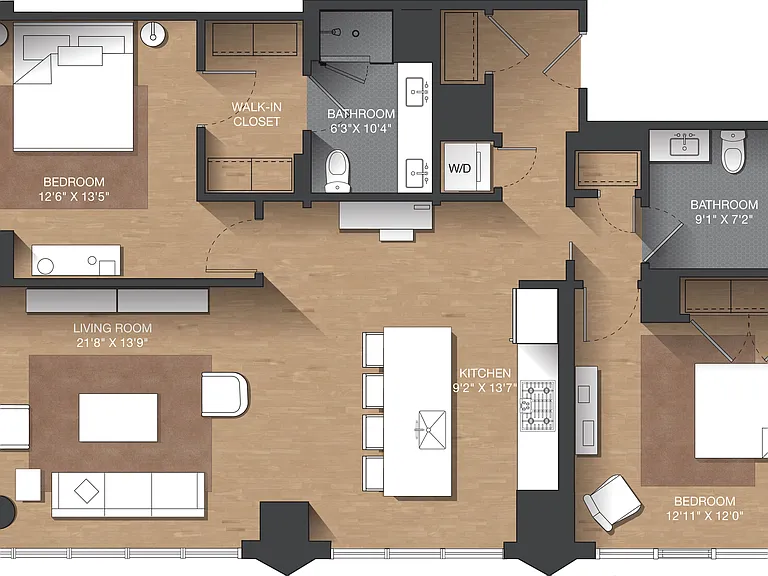 F - 2B floor plan The Girard