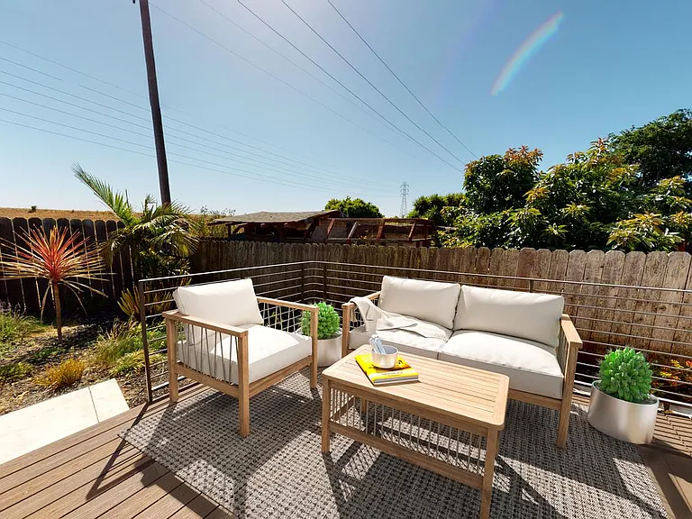 This image shows a virtually furnished space. This space comes unfurnished.