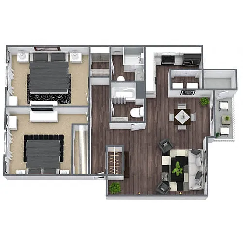 Floor plan B2: 2 Bed 2 Bath