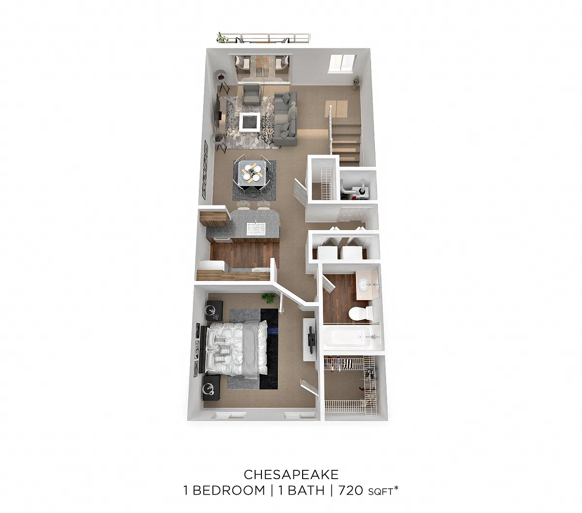Floor plan One Bedroom - 720 sqft