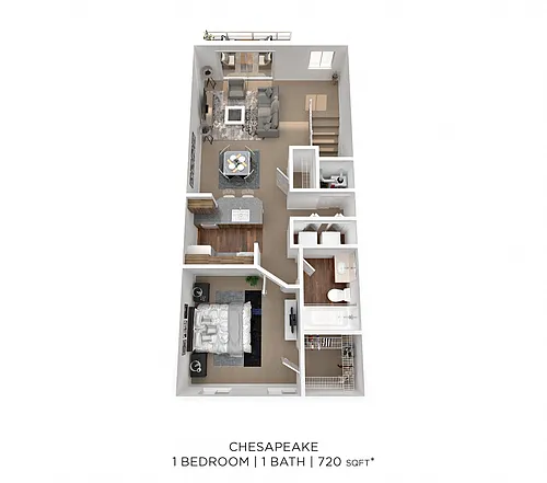 Floor plan One Bedroom - 720 sqft