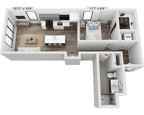 Floor plan One Bedroom A1S