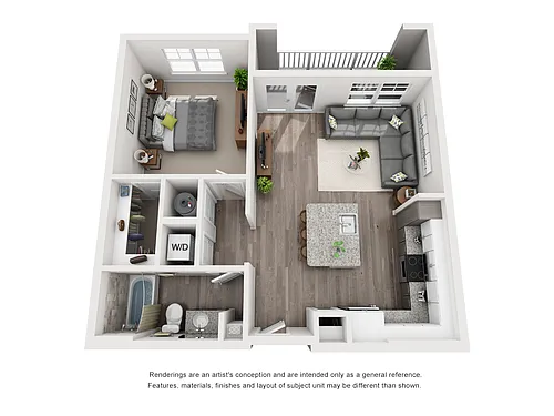 Floor plan A1 - Anastasia - One Bedroom, One Bathroom